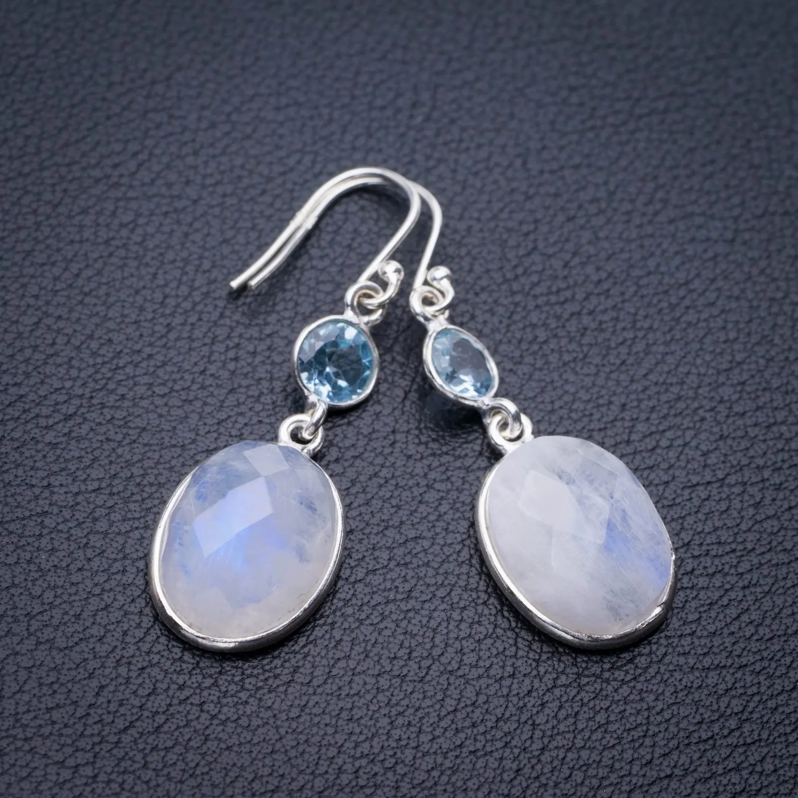 StarGems Natural Rainbow Moonstone And Blue Topaz Handmade 925 Sterling Silver Earrings 1.75" E1425
StarGems Natural Rainbow Moonstone And Blue Topaz Handmade 925 Sterling Silver Earrings 1.75" E1425