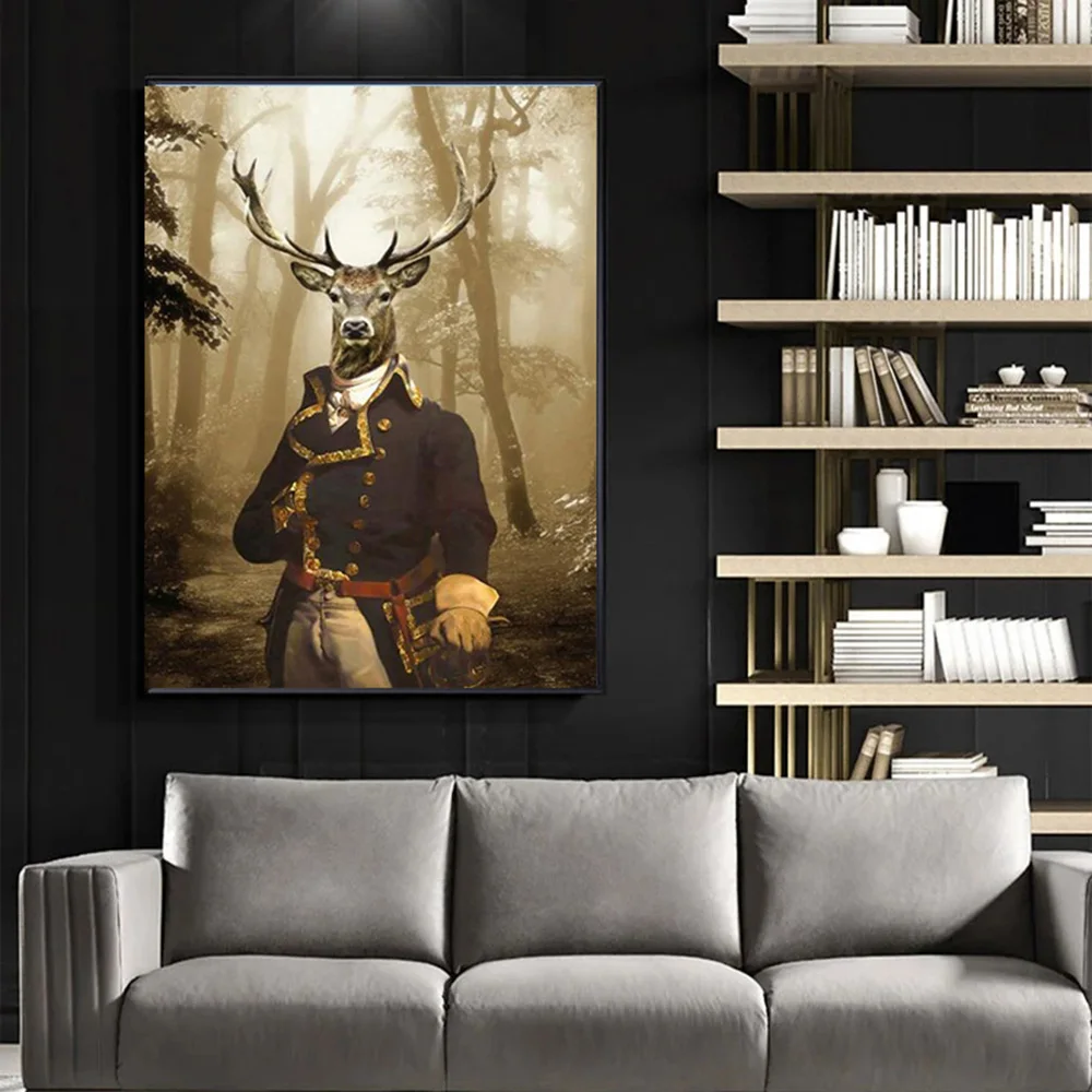 Deer In A Suit Abstract Canvas Paintings Art Posters and Wall Art Print Fashion Animal Funny Pictures for Living Room Decoration
Deer In A Suit Abstract Canvas Paintings Art Posters and Wall Art Print Fashion Animal Funny Pictures for Living Room Decoration