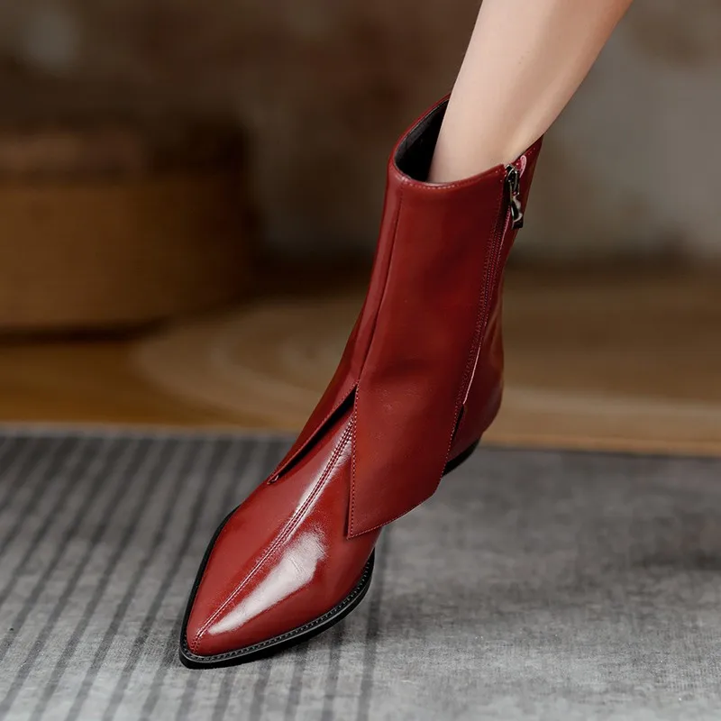 Handmade Quality Brand Cow Leather Western Trouser Boots Women Plus Size 41 42 Concise Medium Heels Side Zipper Ankle Boots New
Handmade Quality Brand Cow Leather Western Trouser Boots Women Plus Size 41 42 Concise Medium Heels Side Zipper Ankle Boots New