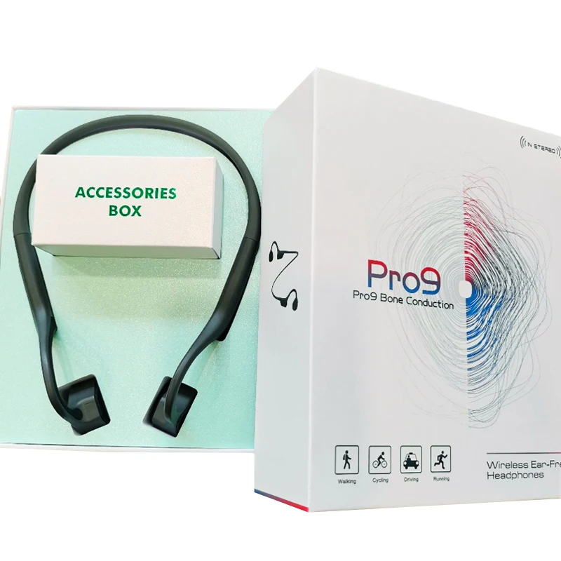 Bluetooth Headphones Wireless Bone Conduction Headset CSR5.0 Chip AI Control Pro9 Sports Headsets IP65 Waterproof 140mAh Battery
Bluetooth Headphones Wireless Bone Conduction Headset CSR5.0 Chip AI Control Pro9 Sports Headsets IP65 Waterproof 140mAh Battery