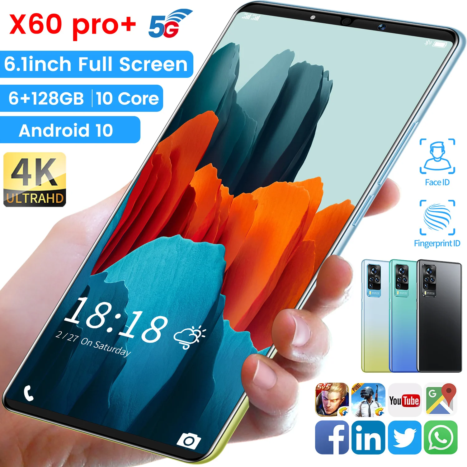 Cost-effective X60 Pro + Cheap Smartphone 6.1 Inch 6GB+128GB 10-core 5200mAh 8 +13MP Facial Fingerprint Fingerprint Unlock Phone
Cost-effective X60 Pro + Cheap Smartphone 6.1 Inch 6GB+128GB 10-core 5200mAh 8 +13MP Facial Fingerprint Fingerprint Unlock Phone