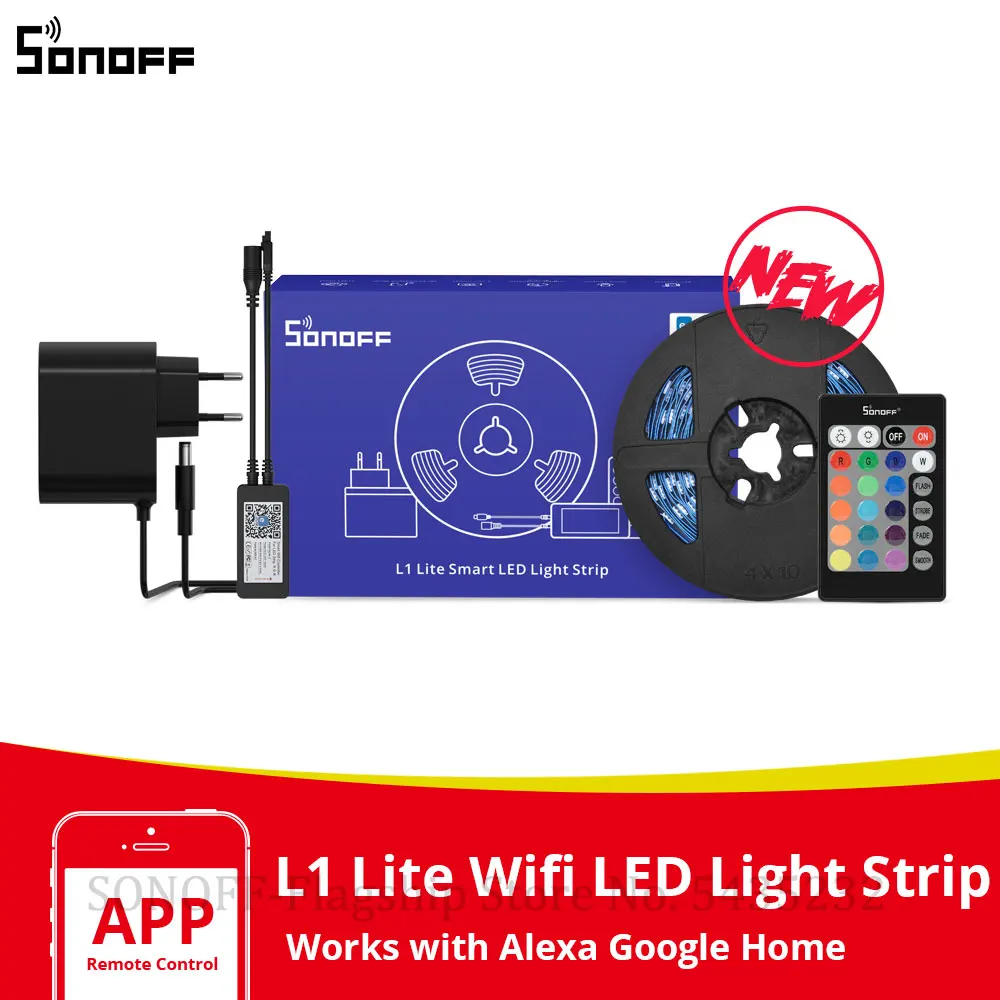 Itead SONOFF L1 Lite 5M RGB Wifi Smart LED Light Strip EU/ US Timer Group Control Dance with Music Works Alexa Google Home | Электроника