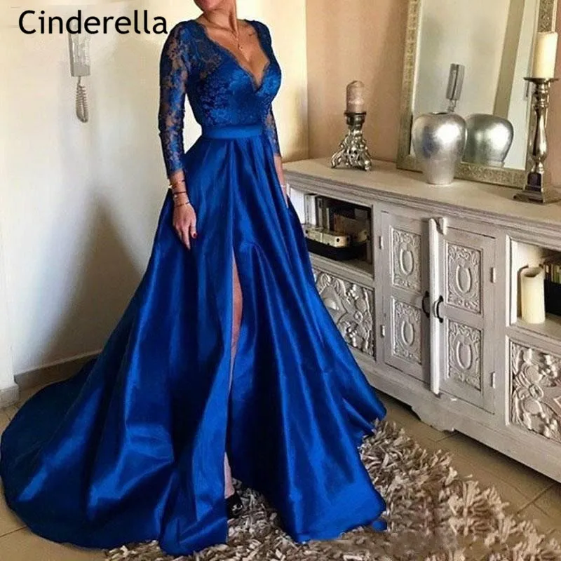 Женское атласное плиссированное платье Cinderella, темно-синее кружевное платье с V-образным вырезом и длинными рукавами, на молнии сзади
Женское атласное плиссированное платье Cinderella, темно-синее кружевное платье с V-образным вырезом и длинными рукавами, на молнии сзади