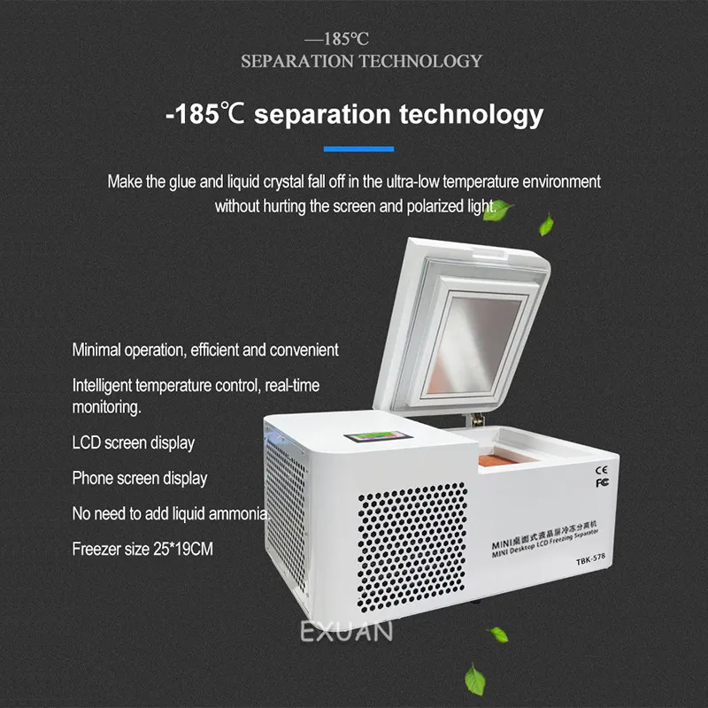 Mini desktop LCD screen freezing separator separator low temperature freezing arc screen disassembly machine plane freezer
Mini desktop LCD screen freezing separator separator low temperature freezing arc screen disassembly machine plane freezer