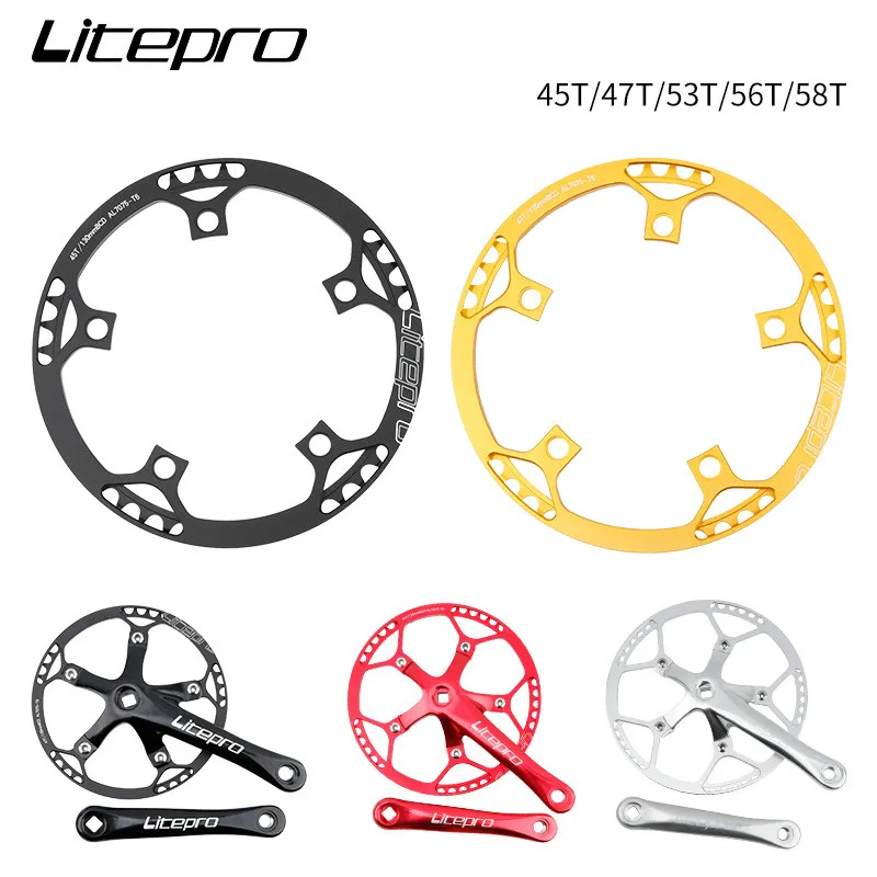 

Litepro BMX Bicycle BCD130 Single Disc Gear Round Plate Crankset 45/47/53/56/58T Folding Bike Chainwheel Crank Chainring