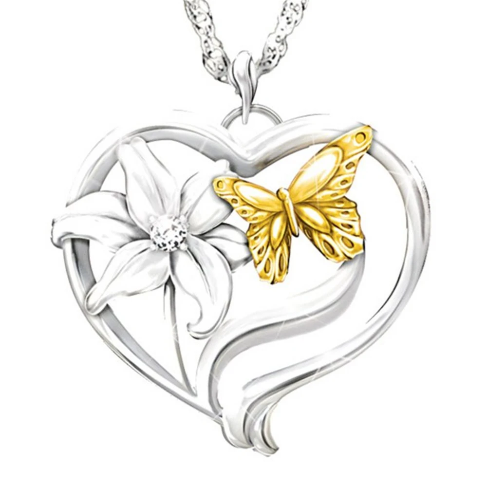 Heart-shaped Flower Butterfly Pendant European and American Animal Fashion Necklace Exquisite Banquet Party Jewelry Necklace
Heart-shaped Flower Butterfly Pendant European and American Animal Fashion Necklace Exquisite Banquet Party Jewelry Necklace