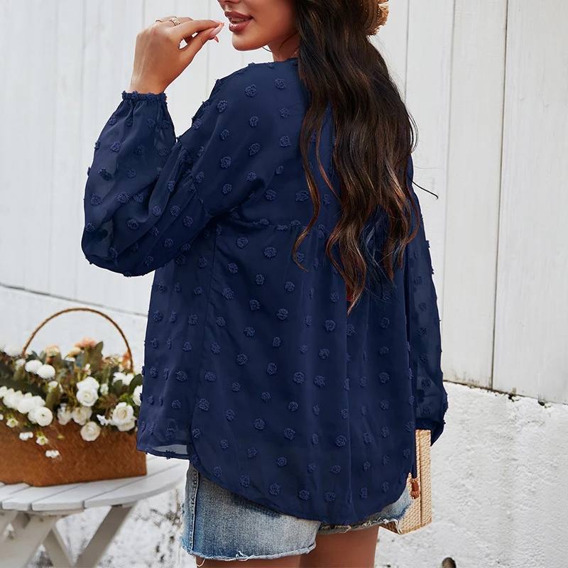 Chiffon Mesh Sheer Shirt Women Spring Full Sleeve V Neck Ladies Casual Loose Tops and Blouses 
Chiffon Mesh Sheer Shirt Women Spring Full Sleeve V Neck Ladies Casual Loose Tops and Blouses