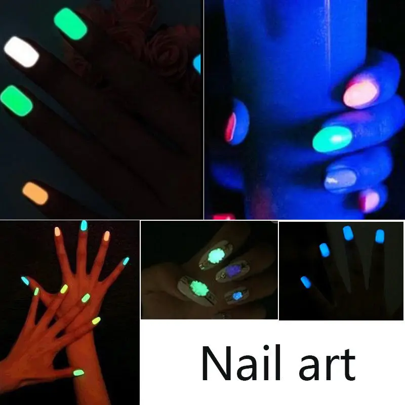 Фото Флуоресцентные Блестки для ногтей 50 г суперъяркий светящийся в темноте порошок