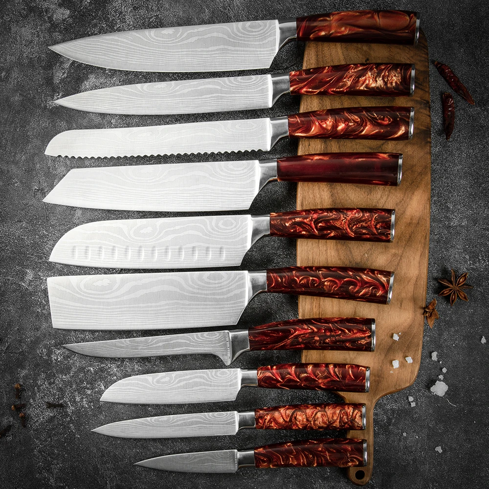 Sowoll Kitchen Knife Set Stainless Steel Laser Damascus Pattern 10pcs Japanese Knives Chef Santoku Boning Nakiri Cooking Tools
Sowoll Kitchen Knife Set Stainless Steel Laser Damascus Pattern 10pcs Japanese Knives Chef Santoku Boning Nakiri Cooking Tools