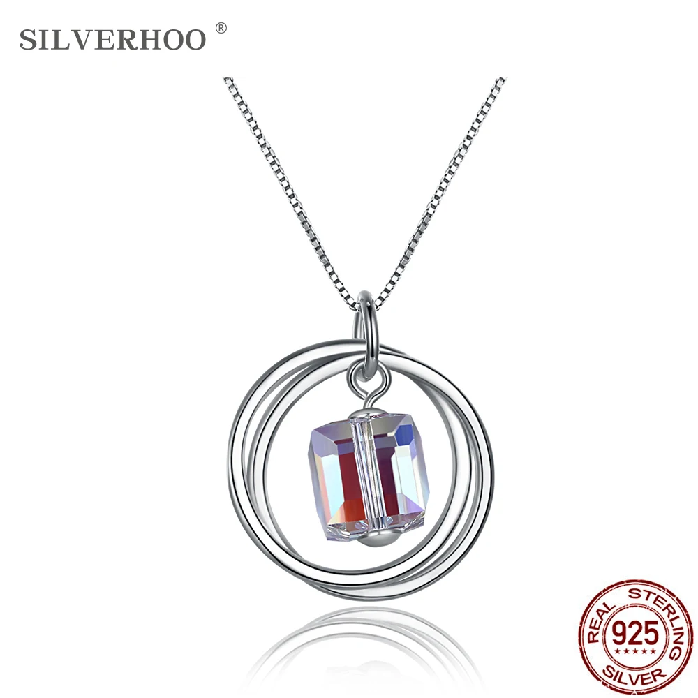 SILVERHOO 925 Sterling Silver Simple Circle Pendant Necklaces For Women Geometry Square Austria Crystal Necklace Charms Jewelry
SILVERHOO 925 Sterling Silver Simple Circle Pendant Necklaces For Women Geometry Square Austria Crystal Necklace Charms Jewelry