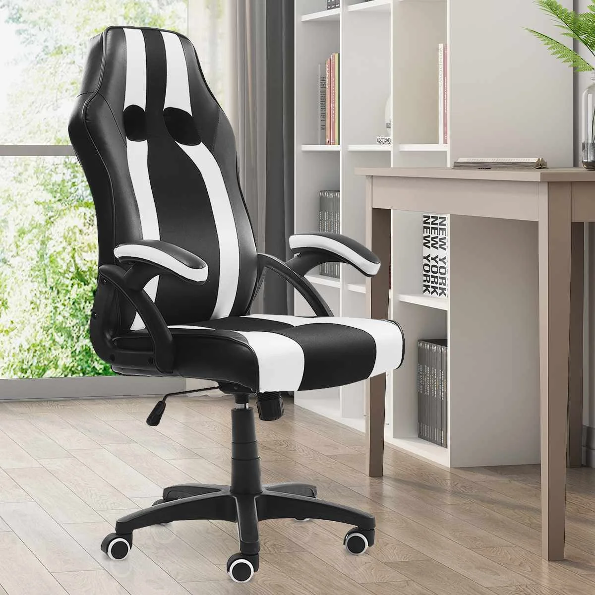 Office Chair Black White Gamer Type Computer Desk Chair Study Chair Office Gaming Swivel Chair Work Chair with Lumbar Support
Office Chair Black White Gamer Type Computer Desk Chair Study Chair Office Gaming Swivel Chair Work Chair with Lumbar Support
