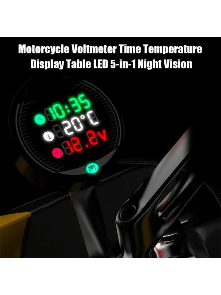 5 в 1 Водонепроницаемый Мотоцикл вольтметр светодиодный цифровой дисплей Температура воды E7CA
5 в 1 Водонепроницаемый Мотоцикл вольтметр светодиодный цифровой дисплей Температура воды E7CA