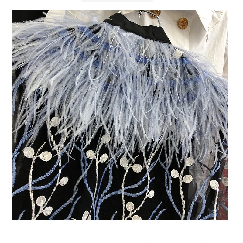 blue Ostrich feathers young lady blouse women embroidery blouses with bow tops high quality runway shirts
blue Ostrich feathers young lady blouse women embroidery blouses with bow tops high quality runway shirts