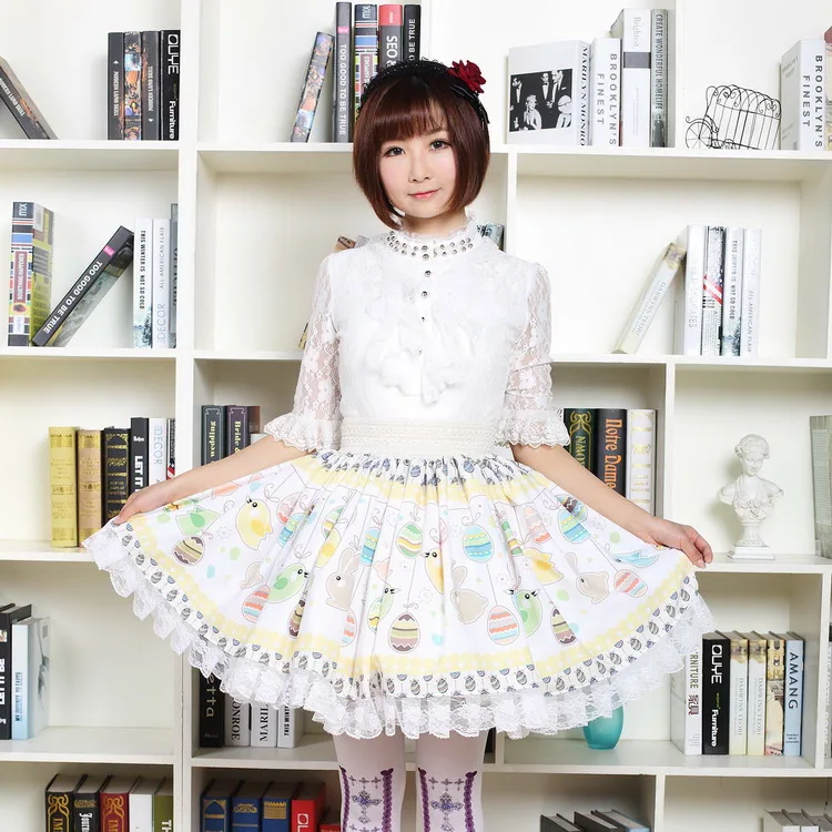 Princess sweet lolita skirts Originally Japanese cute soft sister Easter eggs and rabbit Lolita skirt with pleats women GZWY057
Princess sweet lolita skirts Originally Japanese cute soft sister Easter eggs and rabbit Lolita skirt with pleats women GZWY057