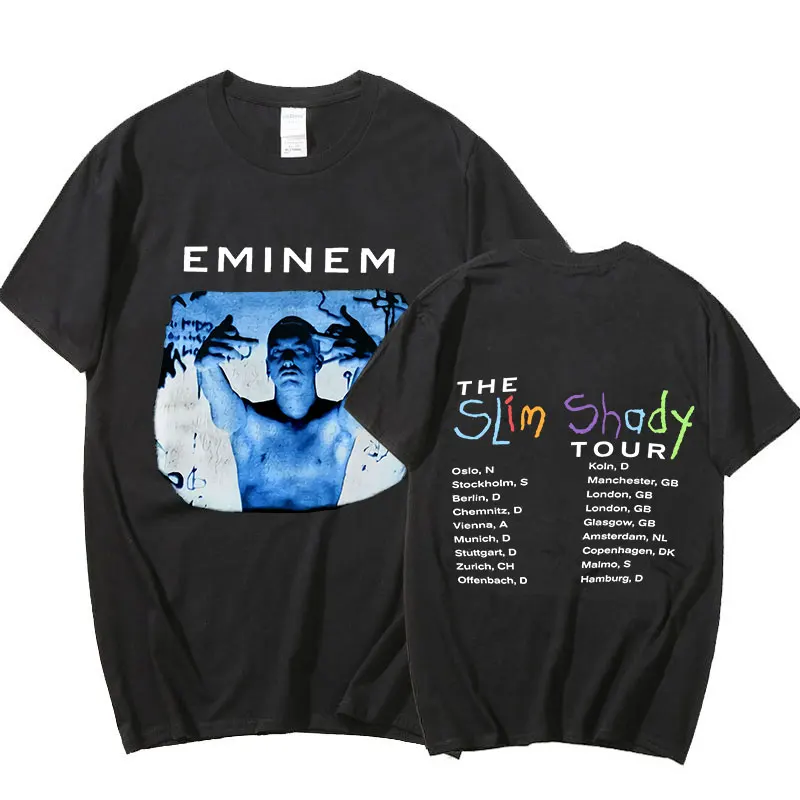 Винтажные 1999 футболки Eminem Slim Shady Tour с новым принтом Мужская футболка коротким