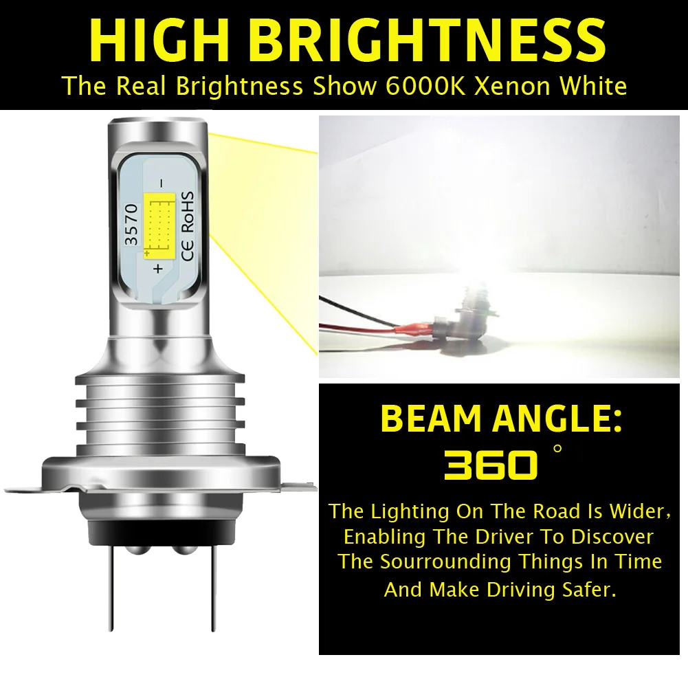 2pcs H7 LED Headlight Bulb Beam Kit 12V 80W High Power LED Car Light Headlamp 6000K Auto Headlight Bulbs 10000LM
2pcs H7 LED Headlight Bulb Beam Kit 12V 80W High Power LED Car Light Headlamp 6000K Auto Headlight Bulbs 10000LM