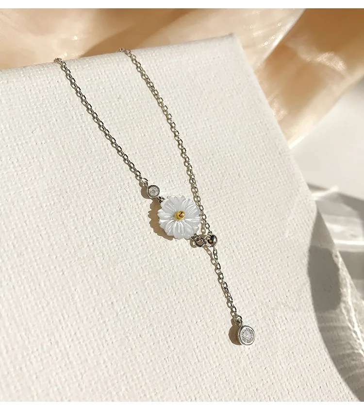925 Sterling Silver Shell Daisy Charm Pendant Necklace For Women Wedding Romantic Wedding Jewelry Choker Collar dz791
925 Sterling Silver Shell Daisy Charm Pendant Necklace For Women Wedding Romantic Wedding Jewelry Choker Collar dz791