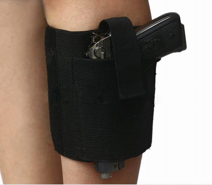 

Adjustable Black Concealed Ankle Holster with Retention Strap for Carry Pistol Handgun Drop Leg Holster Harness Gun Pouch