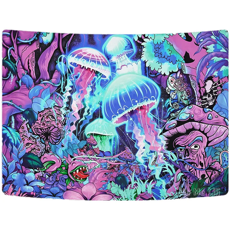 

Psychedelic Mushroom Fantasy Forest Art Hippie Jellyfish By Ho Me Lili Tapestry Wall Hanging For Room