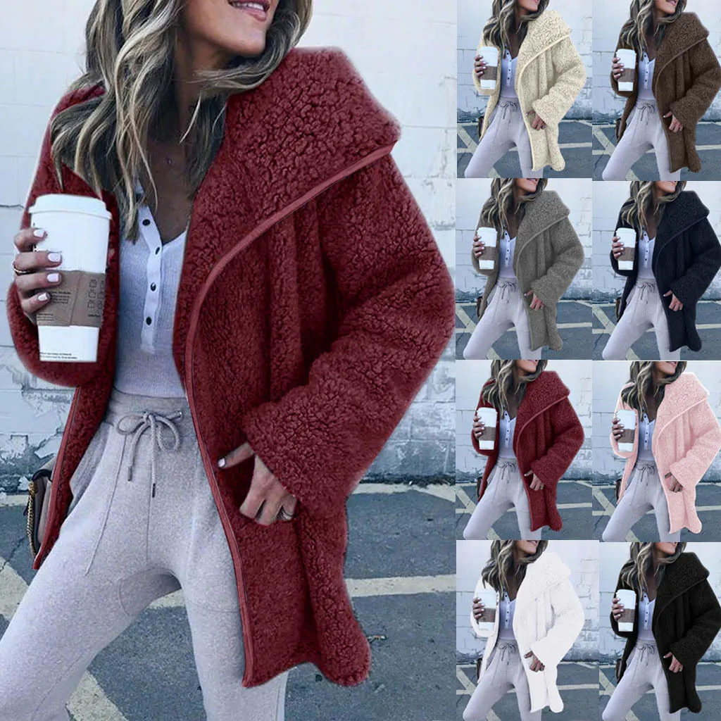 Autumn and winter new product lapel simple plush jacket women keep warm in winter
Autumn and winter new product lapel simple plush jacket women keep warm in winter