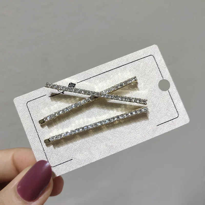 

Hairpin Inlaid Zircon Barrette Simple Hairpins Diamond Bangs Clip Suit Headdress Alloy Headwear Hair Styling Accessories