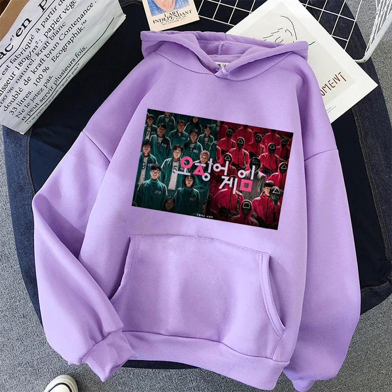 Kpop Style Women'S Clothing Fashion Squid Game Print Purple Sweatshirt Femme Casual Oversized Hoodies Velvet Thickening Coat
Kpop Style Women'S Clothing Fashion Squid Game Print Purple Sweatshirt Femme Casual Oversized Hoodies Velvet Thickening Coat