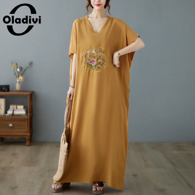 Oladivi Oversize Oversized Maxi Long Dress Women Boho Beach Wear Fashion Embroidered Summer Bohemian Dresses Robe 50891 8XL 9XL
Oladivi Oversize Oversized Maxi Long Dress Women Boho Beach Wear Fashion Embroidered Summer Bohemian Dresses Robe 50891 8XL 9XL