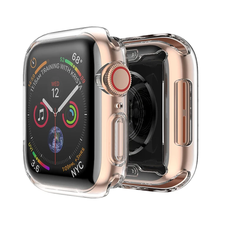 Чехол для часов Apple Watch band 44 мм 40 42 38 мягкий силиконовый защитный чехол 4 5
