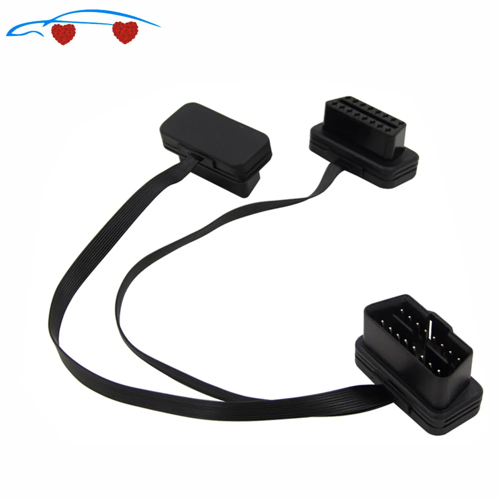 OBD2 16pin ELM327 Мужской Двойной Женский Y сплиттер локоть удлинитель + 16 pin тонкий