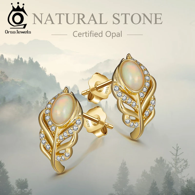 ORSA JEWELS Real Natural Opal Feather Earring Studs 925 Sterling Silver 100% Genuine Gemstone Earrings for Women and Girls GME02
ORSA JEWELS Real Natural Opal Feather Earring Studs 925 Sterling Silver 100% Genuine Gemstone Earrings for Women and Girls GME02