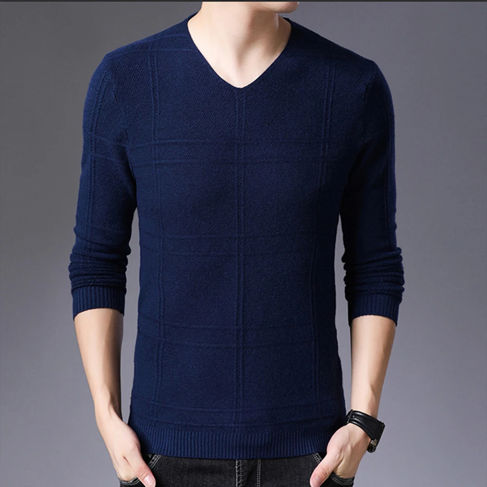 Covrlge Men's Autumn V-neck Sweater Pure Color Jacquard Casual Bottoming Sweater Slim Pullover Long-sleeved Men Clothing MZM082
Covrlge Men's Autumn V-neck Sweater Pure Color Jacquard Casual Bottoming Sweater Slim Pullover Long-sleeved Men Clothing MZM082