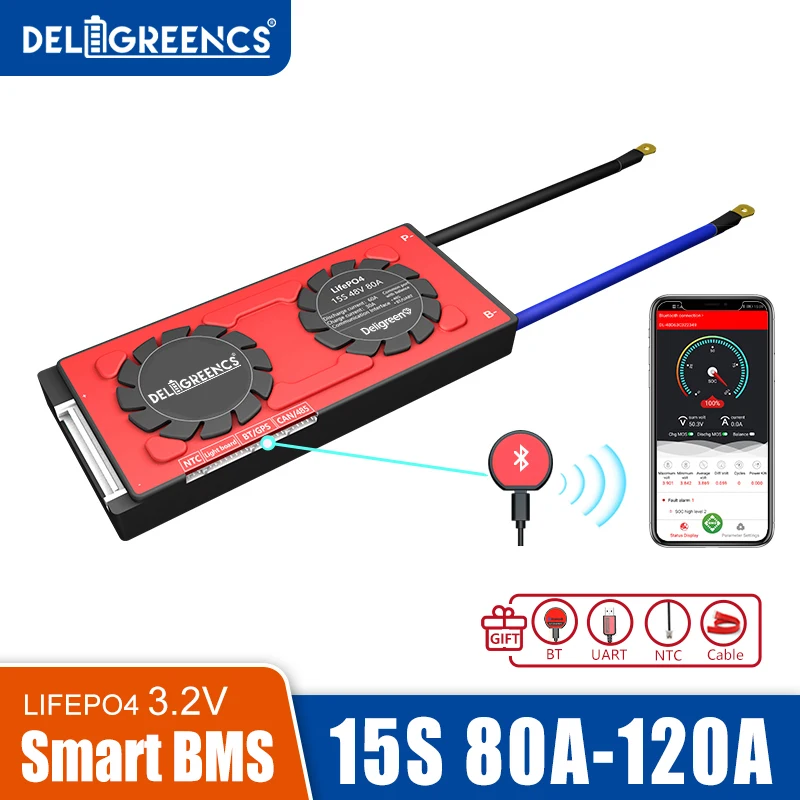 Smart BMS 15S 48V 80A 100A 120A High Current lifepo4 BMS Bluetooth 485 CAN box NTC UART
Smart BMS 15S 48V 80A 100A 120A High Current lifepo4 BMS Bluetooth 485 CAN box NTC UART