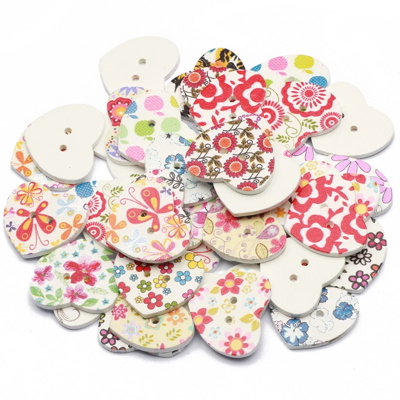 50Pcs Mixed Heart Shape Flower Painting 2 Holes Wooden Buttons For Clothing Scrapbooking Decoration Diy Sewing Accessories
50Pcs Mixed Heart Shape Flower Painting 2 Holes Wooden Buttons For Clothing Scrapbooking Decoration Diy Sewing Accessories