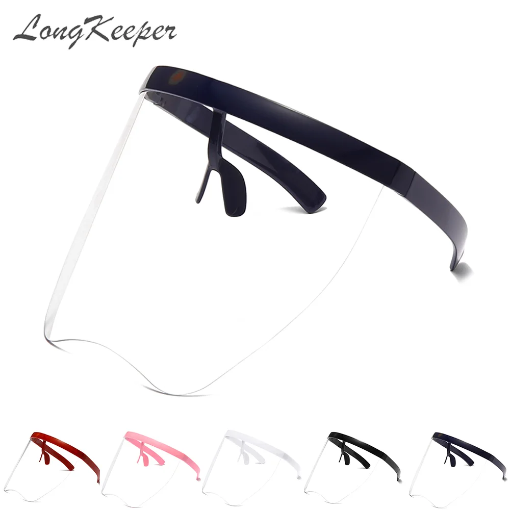 

LongKeeper Oversized Shield Visor Sunglasses for Men Women Windproof One Piece Goggles Flat Top Rimless Big Glasses UV400