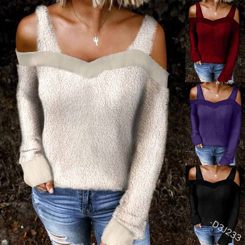 Women Full Sleeve Slash Neck Sweater Pullover Sexy Sling Off Shoulder Women's Solid Color Sweater
Women Full Sleeve Slash Neck Sweater Pullover Sexy Sling Off Shoulder Women's Solid Color Sweater