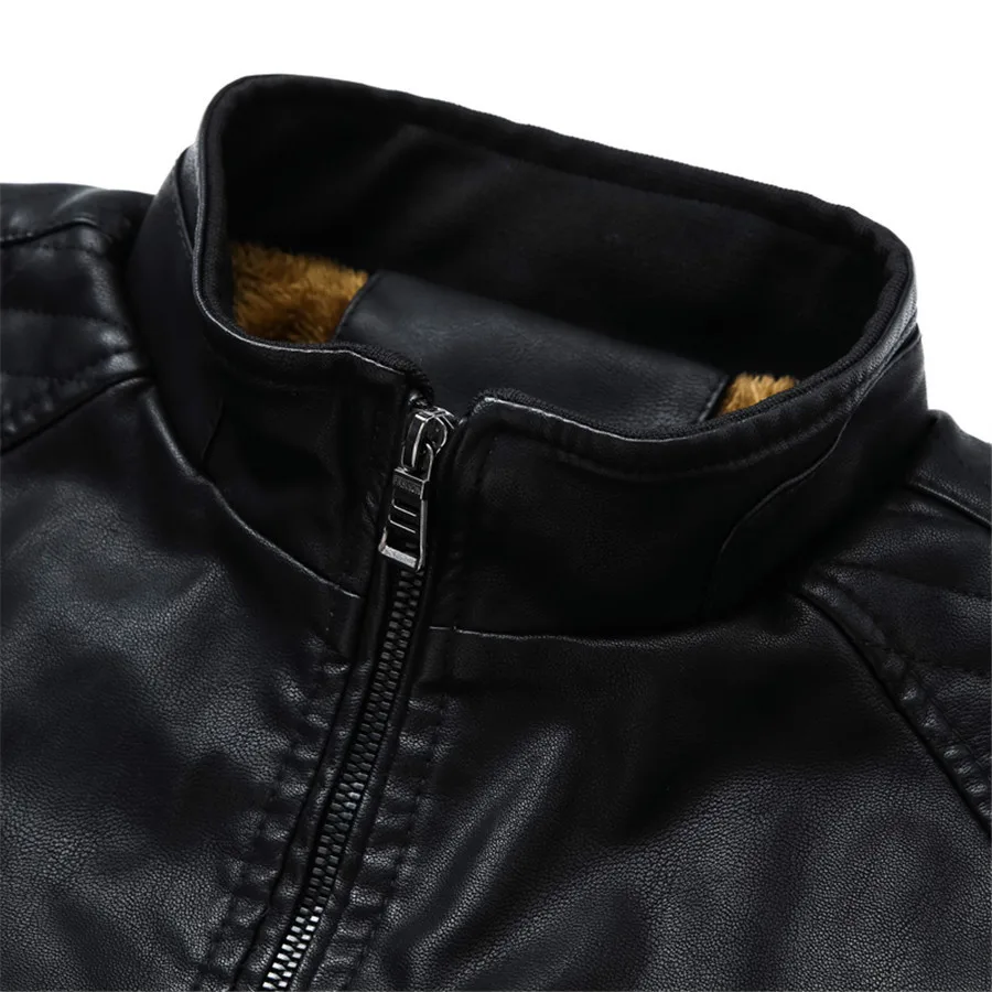 Новинка 2018 зимние мужские мотоциклетные теплые кожаные куртки модные брендовые