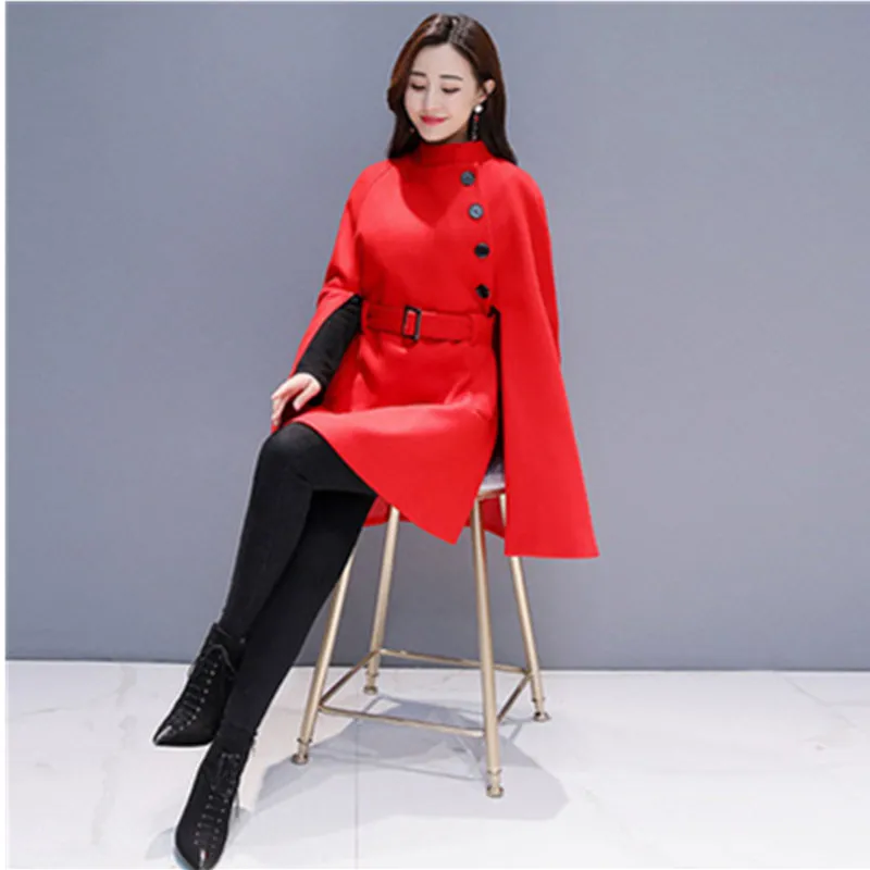 Высококачественное осенне-зимнее пальто-пончо женская элегантная Корейская