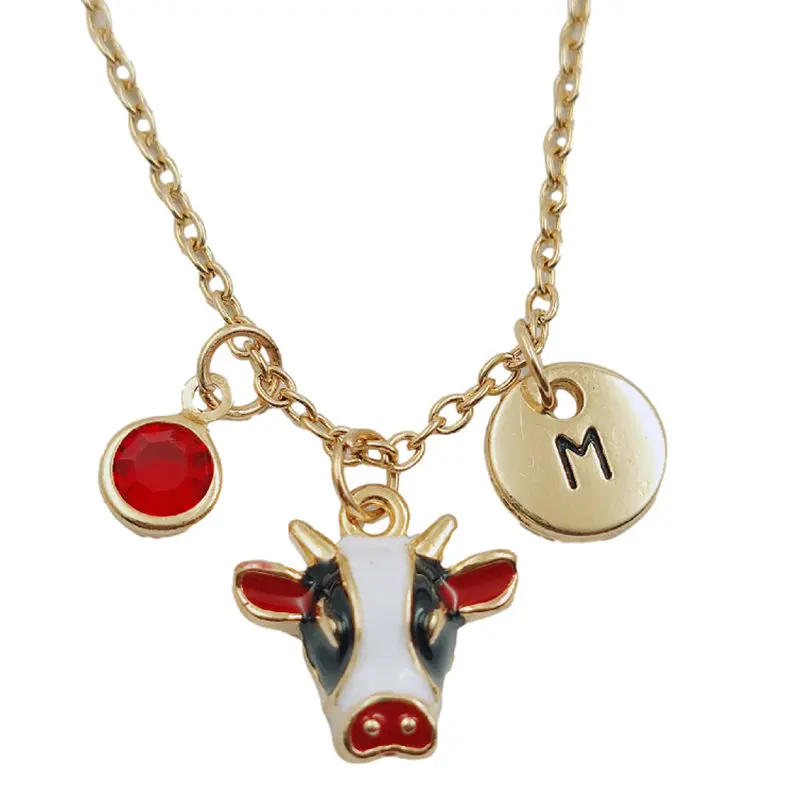 Dairy Cattle Cow Initial Letter Creative Birthstone Gold Necklace Fashion Jewelry Women Gifts Christmas Accessories Pendant
Dairy Cattle Cow Initial Letter Creative Birthstone Gold Necklace Fashion Jewelry Women Gifts Christmas Accessories Pendant