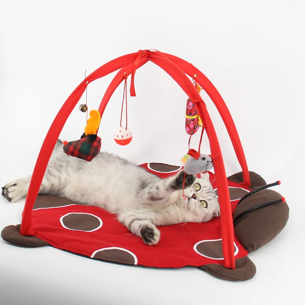 Cat Play Mat Bed with 4 Hanging Toys Balls Toy for Cats Canvas Material Durable and Non-toxic
Cat Play Mat Bed with 4 Hanging Toys Balls Toy for Cats Canvas Material Durable and Non-toxic