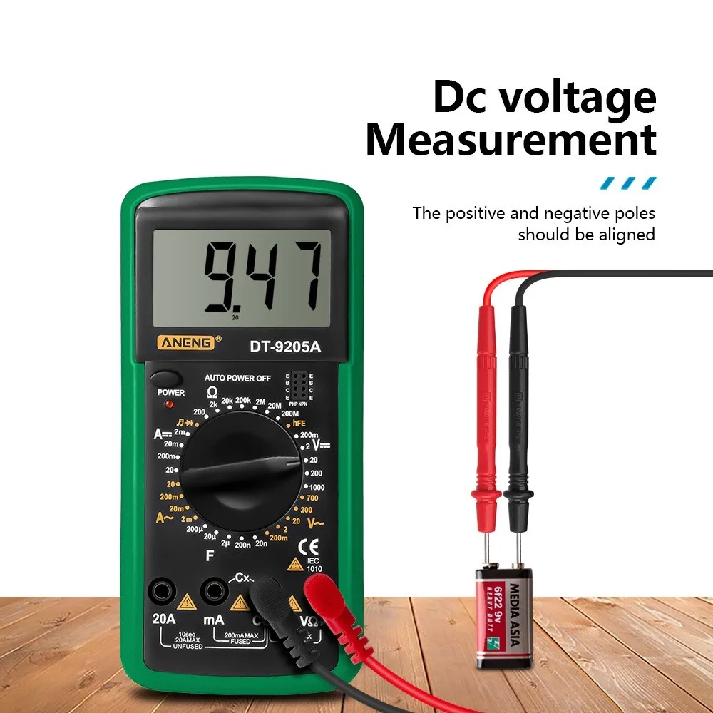 DT9205A Digital Multimeter LCD AC/DC Ammeter Resistance Capacitance Tester Digital Multimeter Capacitance Current Tester Voltmet
DT9205A Digital Multimeter LCD AC/DC Ammeter Resistance Capacitance Tester Digital Multimeter Capacitance Current Tester Voltmet