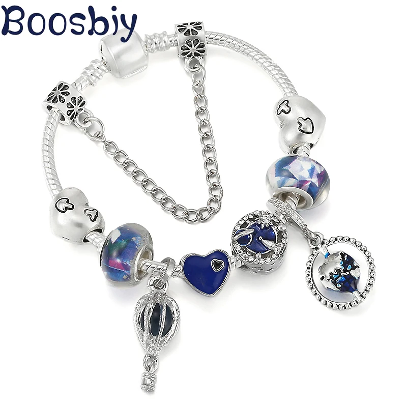New Design Silver Plated Galaxy Journey Charm Bracelet With Blue Hot Air Balloon Ride Pendant DIY Fashion Jewelry Gift For Women
New Design Silver Plated Galaxy Journey Charm Bracelet With Blue Hot Air Balloon Ride Pendant DIY Fashion Jewelry Gift For Women