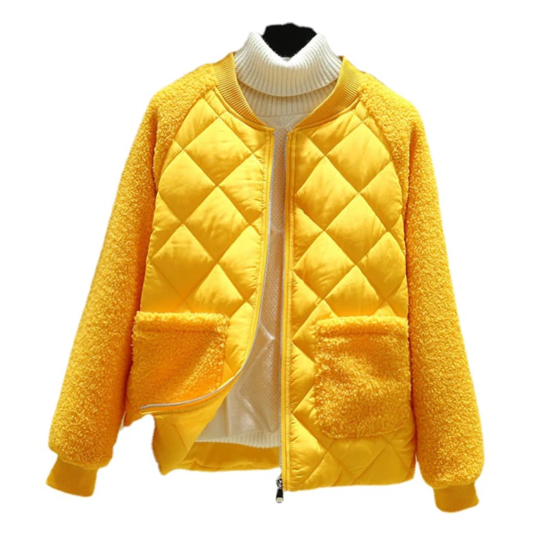 2021 New Spring Autumn Argyle Yellow Coat Women Winter with Pocket Parkas Female Crop Jacket Mujer V-Neck Lambs Casual Coats
2021 New Spring Autumn Argyle Yellow Coat Women Winter with Pocket Parkas Female Crop Jacket Mujer V-Neck Lambs Casual Coats