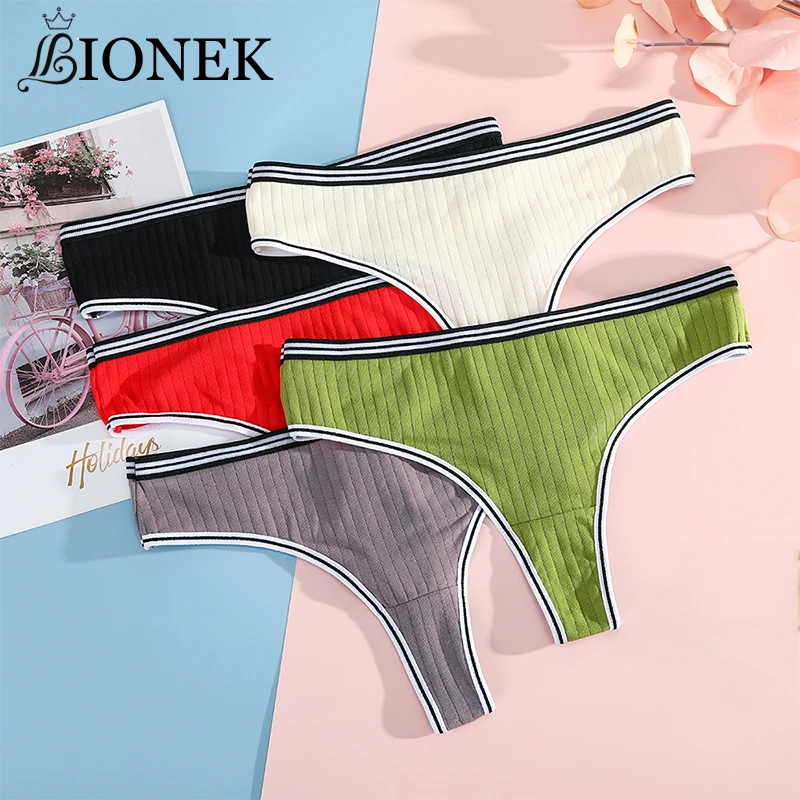 

BIONEK 1PC G-String Panties Thong Cotton Women's Sexy Female Underpants Briefs Solid Color Pantys Lingerie S-L Design