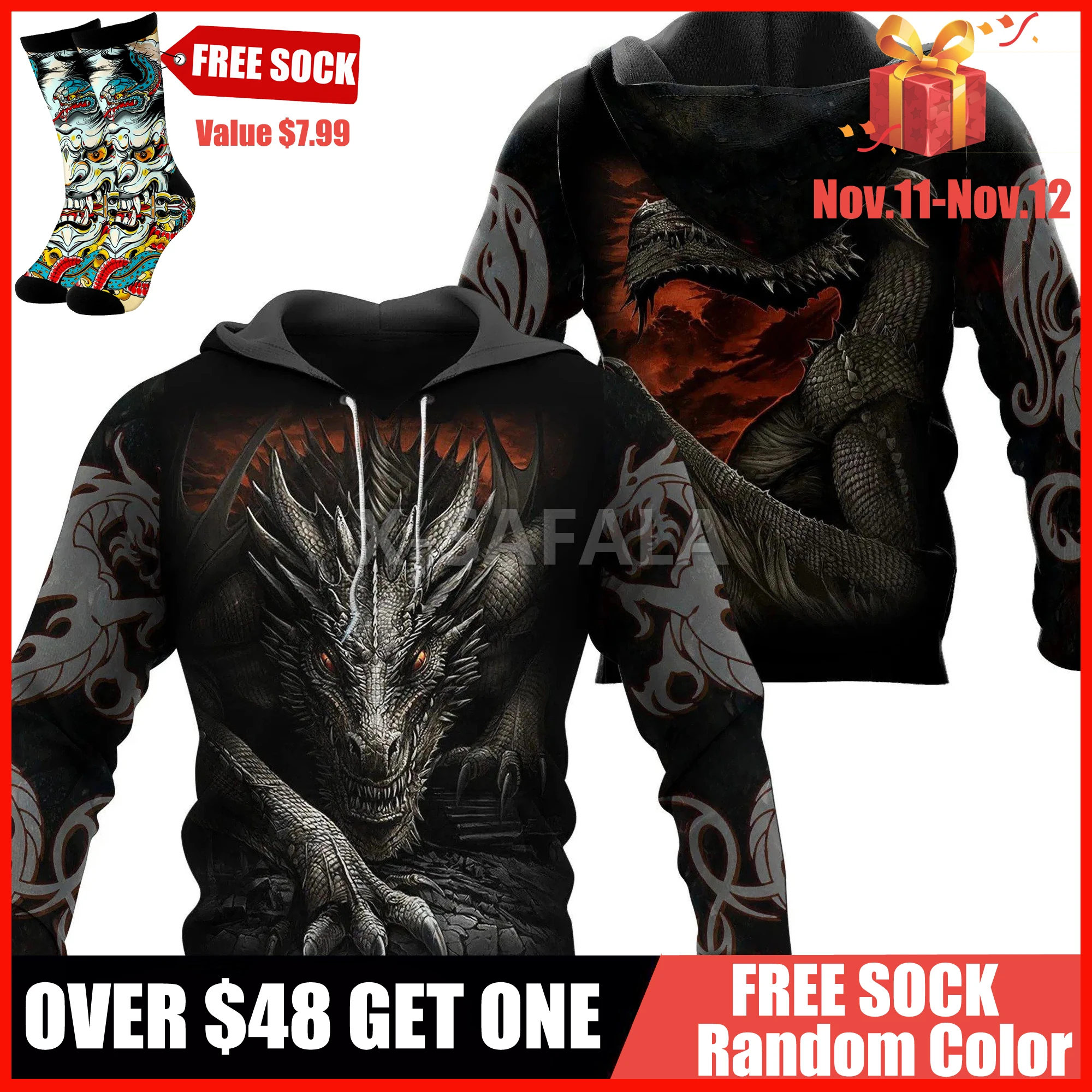 Толстовка унисекс с 3D-принтом дракона, любовью, черепа
Толстовка унисекс с 3D-принтом дракона, любовью, черепа