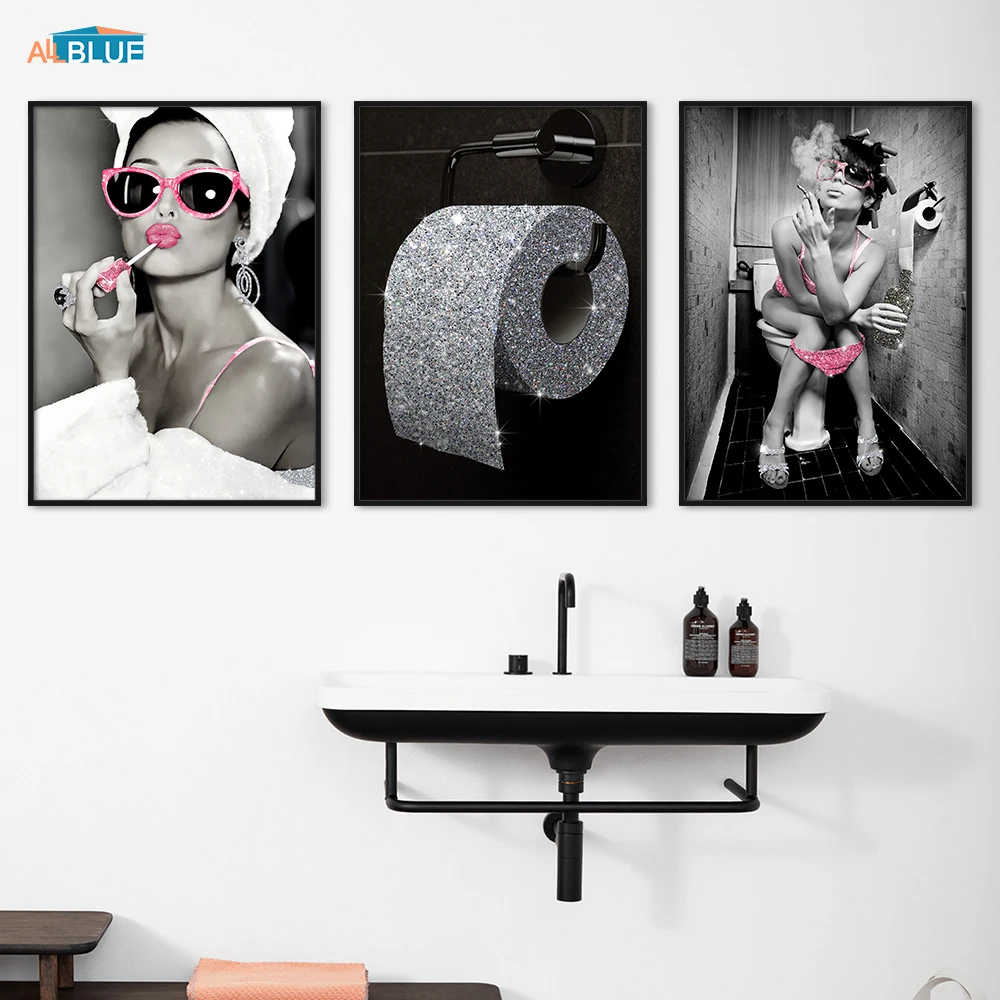 Fashion Sexy Woman Poster Print Girl Drinking Bar Canvas Painting Bling Toilet Roll Paper Picture Modern Wall Art Bathroom Decor 
Fashion Sexy Woman Poster Print Girl Drinking Bar Canvas Painting Bling Toilet Roll Paper Picture Modern Wall Art Bathroom Decor