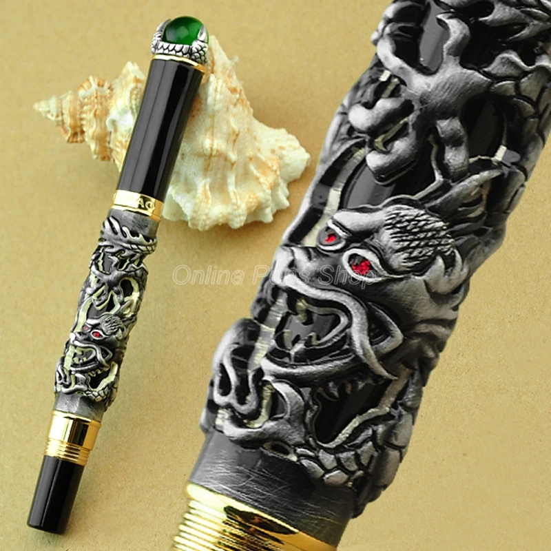 Jinhao Luxury Dragon King Rollerball Pen , Metal Embossing Green Jewelry on Top, Gray Drawing Portable Writing Gift Pen
Jinhao Luxury Dragon King Rollerball Pen , Metal Embossing Green Jewelry on Top, Gray Drawing Portable Writing Gift Pen