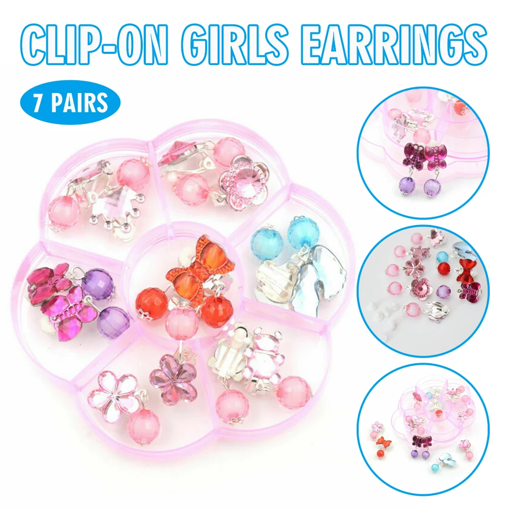 7 Pairs/box Girls Clip-on Earrings Set No Piercing Ear Resin Children Drop Earrings Butterfly Flower Shape Non Pierced Jewelry
7 Pairs/box Girls Clip-on Earrings Set No Piercing Ear Resin Children Drop Earrings Butterfly Flower Shape Non Pierced Jewelry