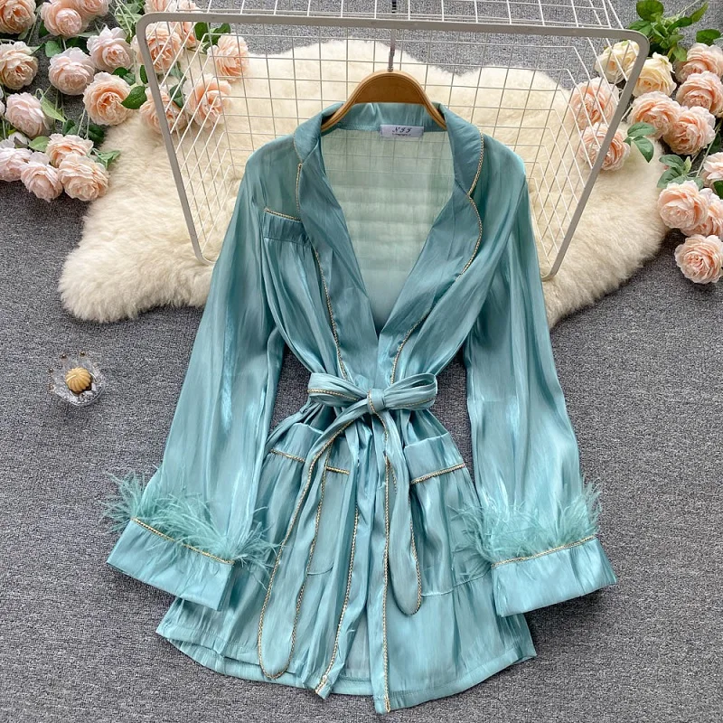 Новинка осени 2021, стильная блузка, женская шелковая блузка с длинными рукавами и поясом, свободная темпераментная рубашка с поясом KK1364
Новинка осени 2021, стильная блузка, женская шелковая блузка с длинными рукавами и поясом, свободная темпераментная рубашка с поясом KK1364