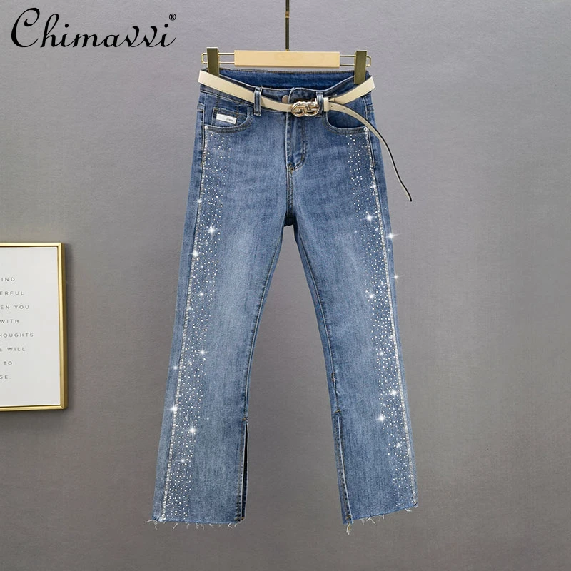 Rhinestone Baggy Jeans Women's 2021 Summer New High Waist Jeans Female Slimming Slit Cropped Denim Pants Bootcut Trousers
Rhinestone Baggy Jeans Women's 2021 Summer New High Waist Jeans Female Slimming Slit Cropped Denim Pants Bootcut Trousers