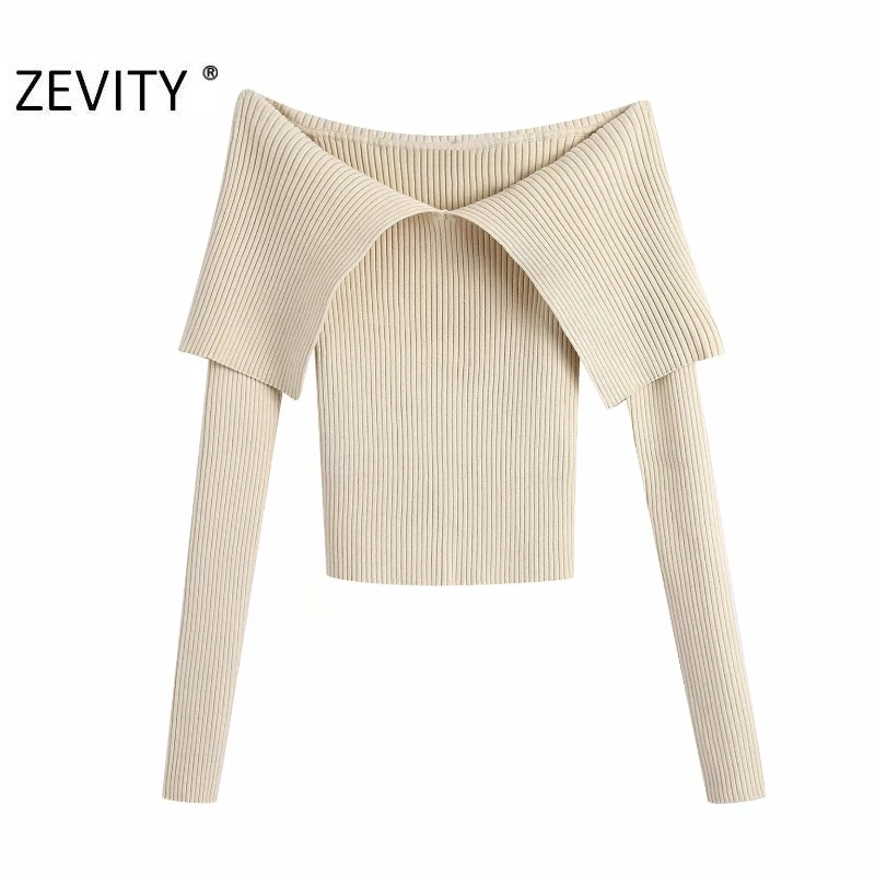 Zevity New Women Sexy Slash Neck Solid Color Slim Knitting Sweater Femme Chic Basic Long Sleeve Casual Pullovers Brand Tops S477
Zevity New Women Sexy Slash Neck Solid Color Slim Knitting Sweater Femme Chic Basic Long Sleeve Casual Pullovers Brand Tops S477